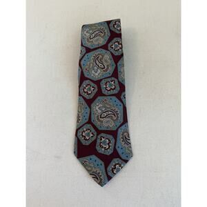 Bill Blass Necktie Maroon and Blue Paisley 100% Silk